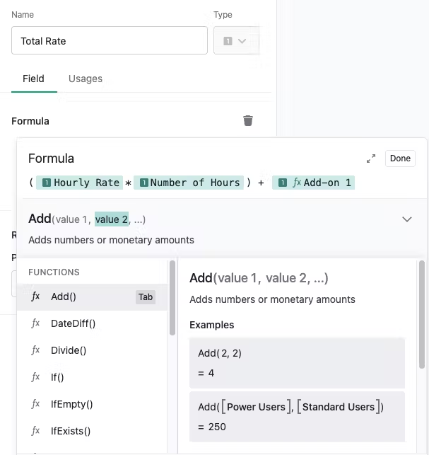 Manage Formulas – Ironclad