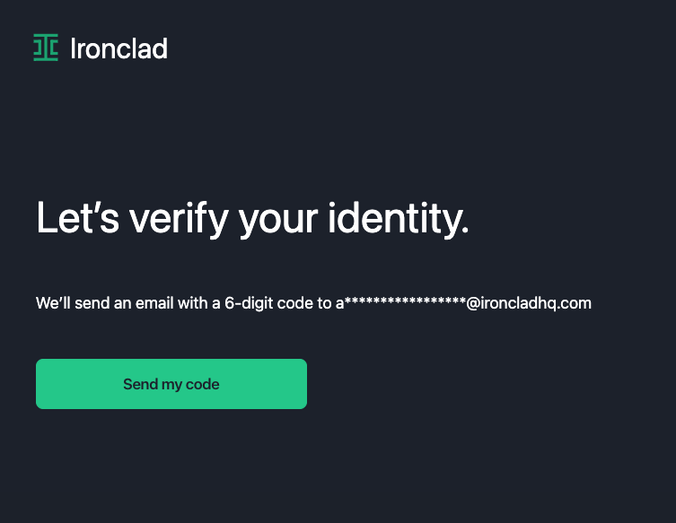 An image of the verify identity modal.